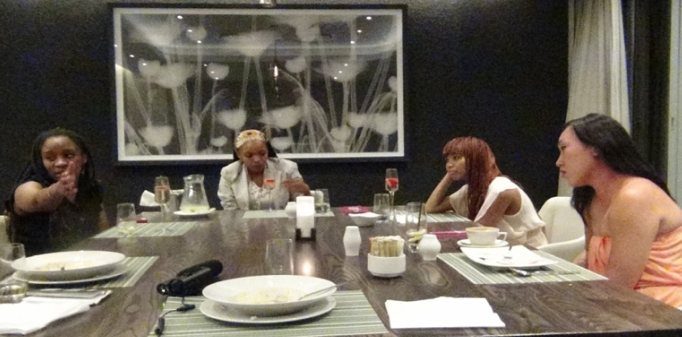 A focus group discussion around a dinner table